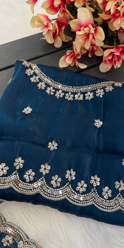 BT 400 Teal in Jimmy Chou Silk Embroidery Work & Lace Work Saree . Grab it for ₹2999. Delivery 4-6 Working Days. Shop now. | Sarees, Bollywood Sarees, Creative Sarees, Designer Sarees, Embroidered Sarees, Ethnic Saree, Modern Digital sarees, Party Wear Sarees