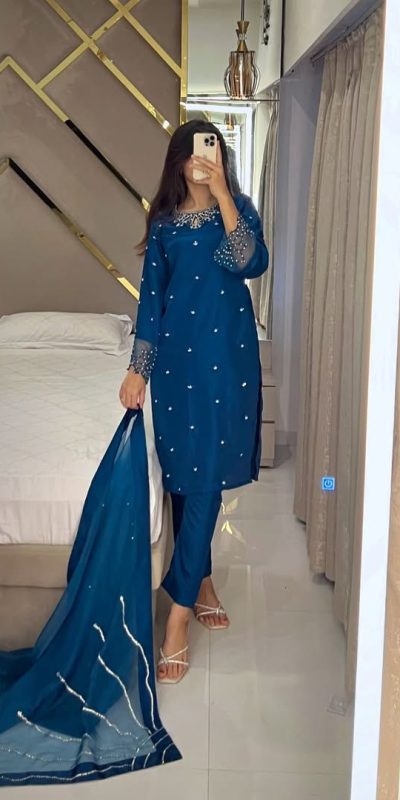 LG 1953 Teal Moss Satin Salwar Suit with Embroidery Work & Bead Work. Now at just ₹1999. Delivery 4-6 Working Days. Shop now. | Jump Suits, Salwar suit, Casual Suits, Creative suits, Designer Suits, Palazzo Suits, Party Wear Suits, Patiala Suits, Straight Suits