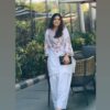 White Natural Crep Silk Embroidery Work Salwar Suit