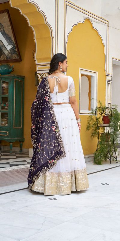 Ram 140 White Pure Crunchy Lehenga Choli with Embroidery Work & Lace Work. Affordable Price ₹2549. Delivery 4-6 Working Days. Shop now. | Lehenga, Bollywood Lehenga, Creative Lehenga, Designer Lehenga, Embroidered Lehenga, Party Wear Lehenga