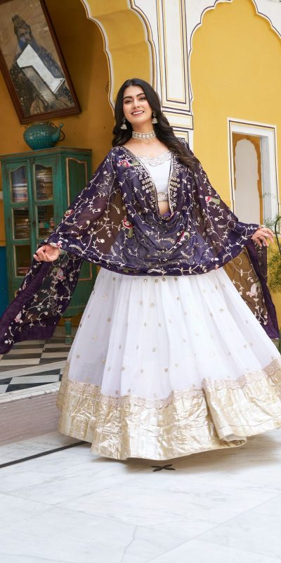 Ram 140 White Pure Crunchy Lehenga Choli with Embroidery Work & Lace Work. Affordable Price ₹2549. Delivery 4-6 Working Days. Shop now. | Lehenga, Bollywood Lehenga, Creative Lehenga, Designer Lehenga, Embroidered Lehenga, Party Wear Lehenga