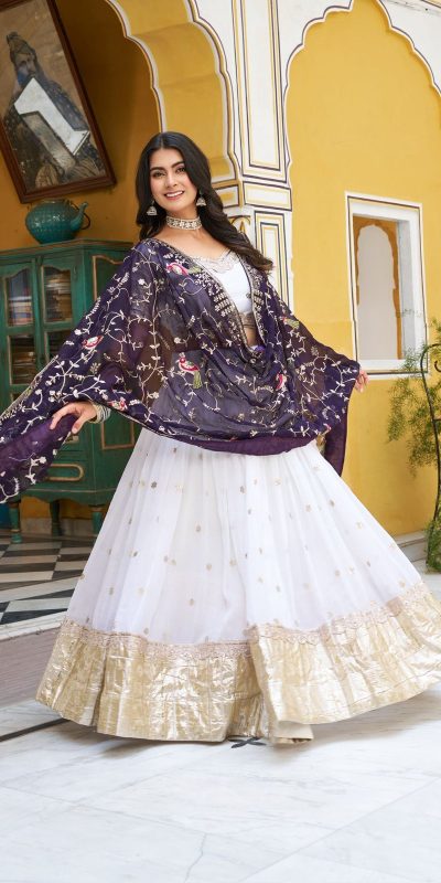 Ram 140 White Pure Crunchy Lehenga Choli with Embroidery Work & Lace Work. Affordable Price ₹2549. Delivery 4-6 Working Days. Shop now. | Lehenga, Bollywood Lehenga, Creative Lehenga, Designer Lehenga, Embroidered Lehenga, Party Wear Lehenga