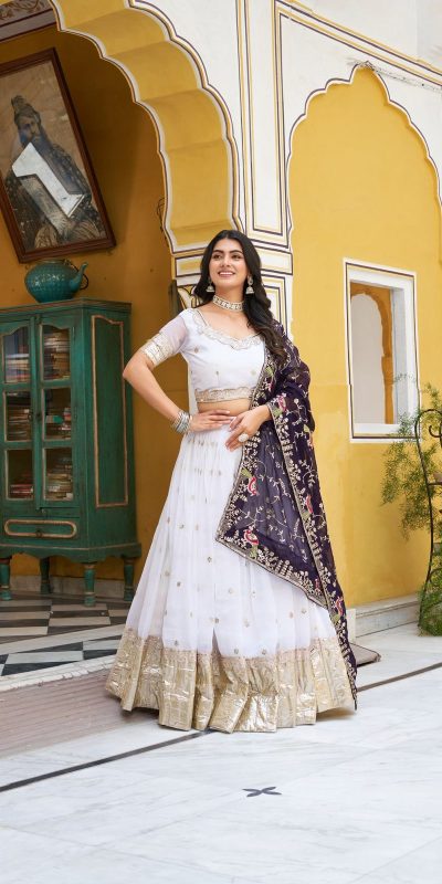 Ram 140 White Pure Crunchy Lehenga Choli with Embroidery Work & Lace Work. Affordable Price ₹2549. Delivery 4-6 Working Days. Shop now. | Lehenga, Bollywood Lehenga, Creative Lehenga, Designer Lehenga, Embroidered Lehenga, Party Wear Lehenga