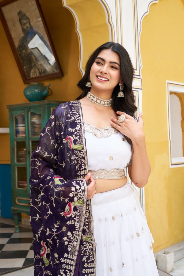 Ram 140 White Pure Crunchy Lehenga Choli with Embroidery Work & Lace Work. Affordable Price ₹2549. Delivery 4-6 Working Days. Shop now. | Lehenga, Bollywood Lehenga, Creative Lehenga, Designer Lehenga, Embroidered Lehenga, Party Wear Lehenga