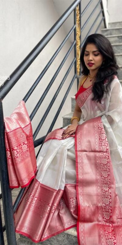 KPR 148 White Soft Lichi Silk Saree Perfect for Wedding, Party, Mehendi, Ganesh Chaturthi, Raksha Bandhan – . Introductory Price ₹1449. Delivery 4-6 | Sarees, Bollywood Sarees, Creative Sarees, Designer Sarees, Embroidered Sarees, Ethnic Saree, Modern Digital sarees, Party Wear Sarees