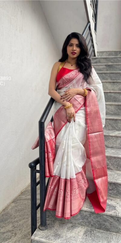 KPR 148 White Soft Lichi Silk Saree Perfect for Wedding, Party, Mehendi, Ganesh Chaturthi, Raksha Bandhan – . Introductory Price ₹1449. Delivery 4-6 | Sarees, Bollywood Sarees, Creative Sarees, Designer Sarees, Embroidered Sarees, Ethnic Saree, Modern Digital sarees, Party Wear Sarees