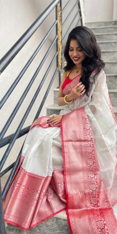 KPR 148 White Soft Lichi Silk Saree Perfect for Wedding, Party, Mehendi, Ganesh Chaturthi, Raksha Bandhan – . Introductory Price ₹1449. Delivery 4-6 | Sarees, Bollywood Sarees, Creative Sarees, Designer Sarees, Embroidered Sarees, Ethnic Saree, Modern Digital sarees, Party Wear Sarees