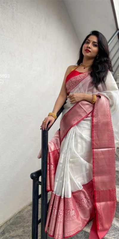 KPR 148 White Soft Lichi Silk Saree Perfect for Wedding, Party, Mehendi, Ganesh Chaturthi, Raksha Bandhan – . Introductory Price ₹1449. Delivery 4-6 | Sarees, Bollywood Sarees, Creative Sarees, Designer Sarees, Embroidered Sarees, Ethnic Saree, Modern Digital sarees, Party Wear Sarees
