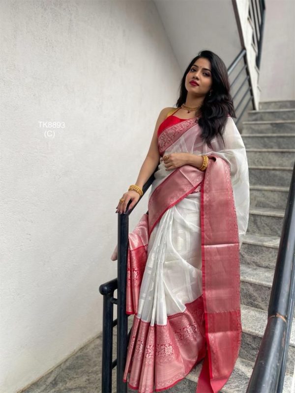 KPR 148 White Soft Lichi Silk Saree Perfect for Wedding, Party, Mehendi, Ganesh Chaturthi, Raksha Bandhan – . Introductory Price ₹1449. Delivery 4-6 | Sarees, Bollywood Sarees, Creative Sarees, Designer Sarees, Embroidered Sarees, Ethnic Saree, Modern Digital sarees, Party Wear Sarees