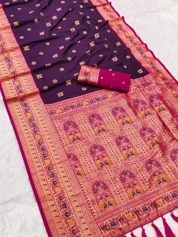 MB 18 Wine Color Banarasi silk Saree with Zari Work & Lace Work. Affordable Price ₹2449. Delivery 4-6 Working Days. Shop now. | Sarees, Bollywood Sarees, Creative Sarees, Designer Sarees, Embroidered Sarees, Ethnic Saree, Modern Digital sarees, Party Wear Sarees