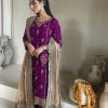 LG 1923 Wine Color Faux Georgette With Sequence Handmade Moti Work Salwar Suit Casual, Wedding, Party, Festive, Events Etc.4-6 Working Days@ 2149/-only | Jump Suits, Salwar suit, Casual Suits, Creative suits, Designer Suits, Palazzo Suits, Party Wear Suits, Patiala Suits, Straight Suits