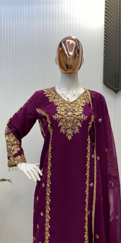 LG 1933 Wine Georgette with Embroidery Work & Lace Work Salwar Suit . Get it for ₹1899. Delivery 4-6 Working Days. Shop now. | Jump Suits, Salwar suit, Casual Suits, Creative suits, Designer Suits, Palazzo Suits, Party Wear Suits, Patiala Suits, Straight Suits