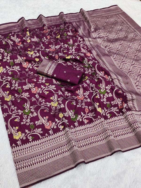 MB 105 Wine in Color Khaddi Pashmina Lace Work & Zari Work Saree . Special Price ₹1999. Delivery 4-6 Working Days. Shop now. | Sarees, Bollywood Sarees, Creative Sarees, Designer Sarees, Embroidered Sarees, Ethnic Saree, Modern Digital sarees, Party Wear Sarees