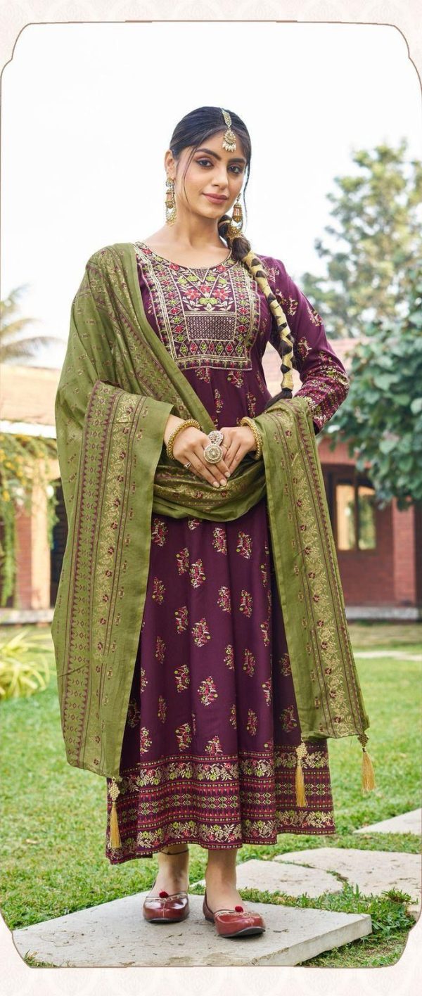 INLI Masakali 7.0 Wine Color in Color Rayon Embroidery Work Gown . Exclusive Offer ₹1849. Delivery 4-6 Working Days. Shop now. | Gowns, Bollywood Gowns, Creative Gowns, Designer Gowns, Embroidered Gowns, Party Wear Gowns