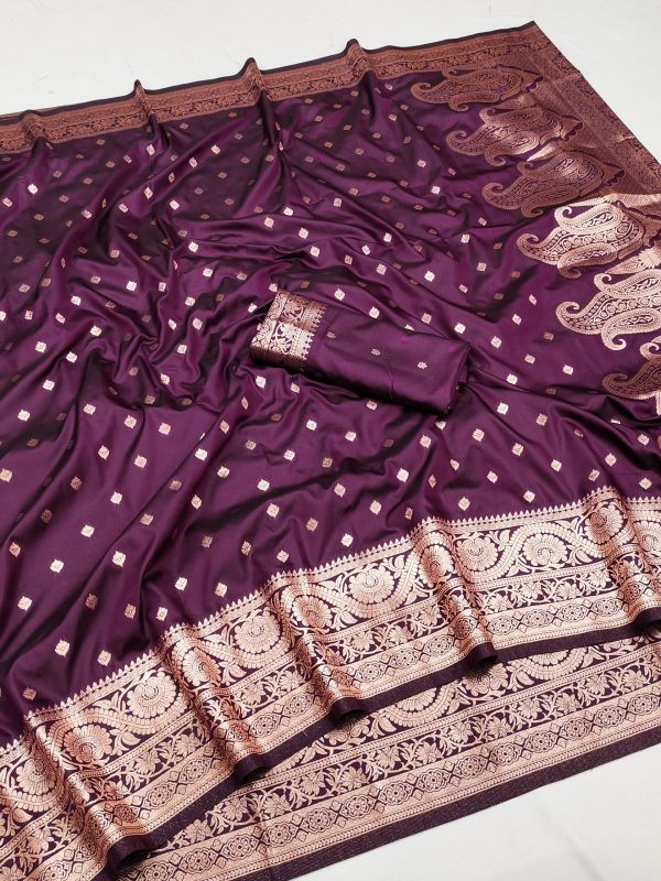 MB 1132 Wine Banarasi silk Saree Perfect for Wedding, Party, Traditional Day, Lohri, Durga Puja – . Festive Deal ₹1849. Delivery 4-6 Working Days. | Sarees, Bollywood Sarees, Creative Sarees, Designer Sarees, Embroidered Sarees, Ethnic Saree, Modern Digital sarees, Party Wear Sarees