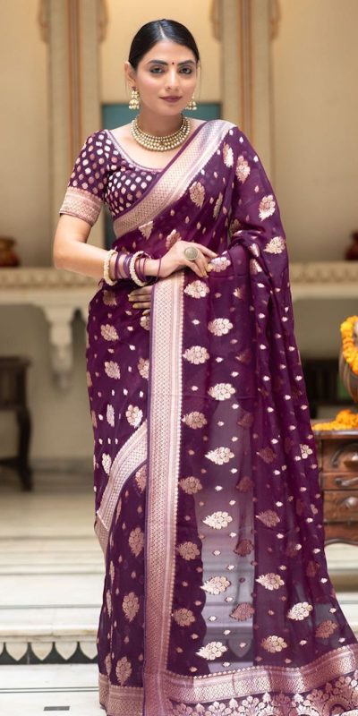 KPR 190 Wine Soft Lichi Silk Jacquard Work Saree with Designer Work Wedding, Party, Festive, Events, Deal ₹1399. Delivery 4-6 Working Days. Shop now. | Sarees, Bollywood Sarees, Creative Sarees, Designer Sarees, Embroidered Sarees, Ethnic Saree, Modern Digital sarees, Party Wear Sarees