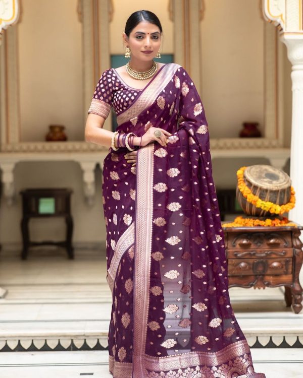 KPR 190 Wine Soft Lichi Silk Jacquard Work Saree with Designer Work Wedding, Party, Festive, Events, Deal ₹1399. Delivery 4-6 Working Days. Shop now. | Sarees, Bollywood Sarees, Creative Sarees, Designer Sarees, Embroidered Sarees, Ethnic Saree, Modern Digital sarees, Party Wear Sarees