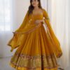 ZF 5010 Yellow Georgette Gown Perfect for Wedding, Party, Pooja, Ethnic Day, Karwa Chauth – . Best Price ₹2049. Delivery 4-6 Working Days. Shop now. | Jump Suits, Salwar suit, Casual Suits, Creative suits, Designer Suits, Palazzo Suits, Party Wear Suits, Patiala Suits, Straight Suits