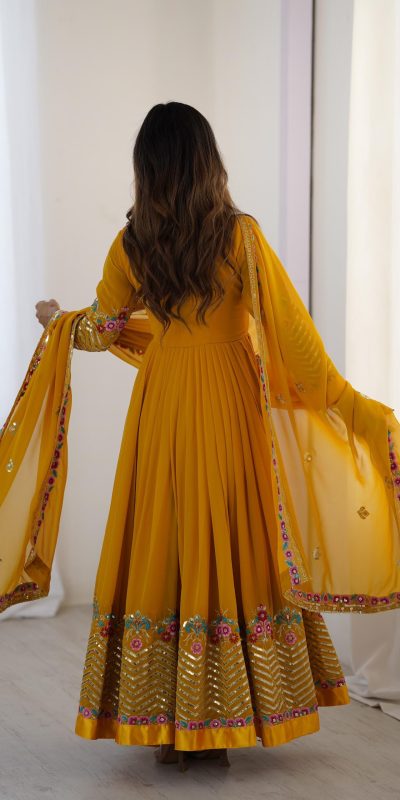 ZF 5010 Yellow Georgette Gown Perfect for Wedding, Party, Pooja, Ethnic Day, Karwa Chauth – . Best Price ₹2049. Delivery 4-6 Working Days. Shop now. | Jump Suits, Salwar suit, Casual Suits, Creative suits, Designer Suits, Palazzo Suits, Party Wear Suits, Patiala Suits, Straight Suits