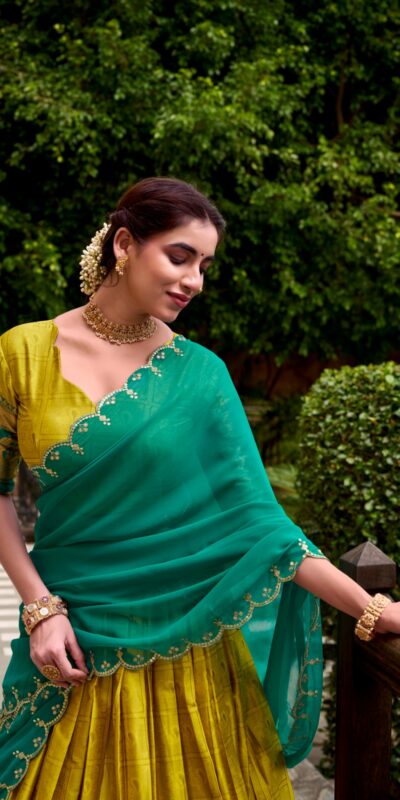 LNB 2028 Yellow Embroidery Work & Zari Work Lehenga Choli in Cream Poly Cotton. Available at ₹1999 only. Delivery 4-6 Working Days. Shop now. | Lehenga, Bollywood Lehenga, Creative Lehenga, Designer Lehenga, Embroidered Lehenga, Party Wear Lehenga