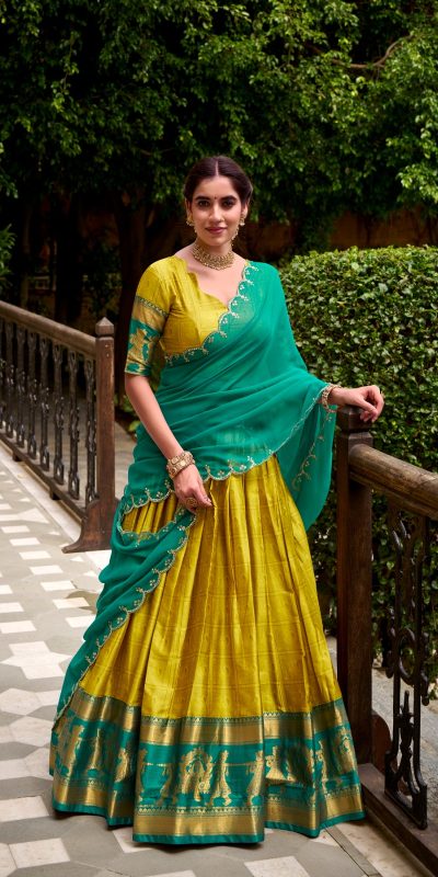 LNB 2028 Yellow Embroidery Work & Zari Work Lehenga Choli in Cream Poly Cotton. Available at ₹1999 only. Delivery 4-6 Working Days. Shop now. | Lehenga, Bollywood Lehenga, Creative Lehenga, Designer Lehenga, Embroidered Lehenga, Party Wear Lehenga