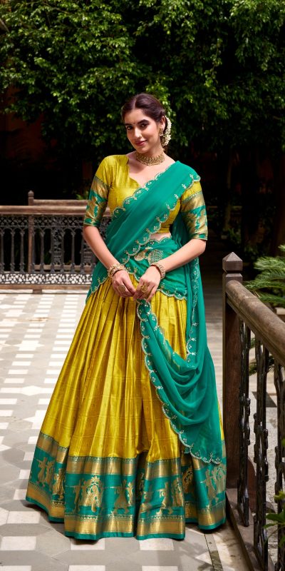LNB 2028 Yellow Embroidery Work & Zari Work Lehenga Choli in Cream Poly Cotton. Available at ₹1999 only. Delivery 4-6 Working Days. Shop now. | Lehenga, Bollywood Lehenga, Creative Lehenga, Designer Lehenga, Embroidered Lehenga, Party Wear Lehenga