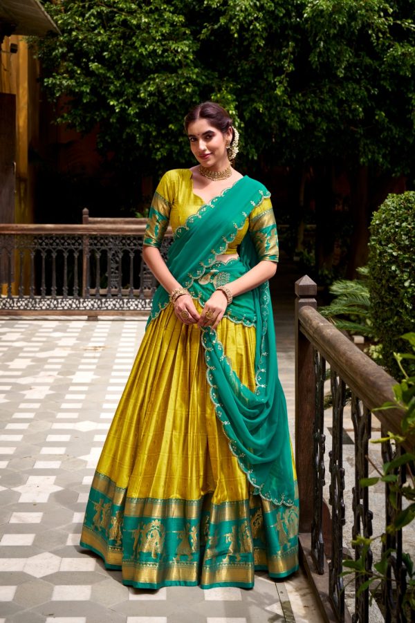 LNB 2028 Yellow Embroidery Work & Zari Work Lehenga Choli in Cream Poly Cotton. Available at ₹1999 only. Delivery 4-6 Working Days. Shop now. | Lehenga, Bollywood Lehenga, Creative Lehenga, Designer Lehenga, Embroidered Lehenga, Party Wear Lehenga