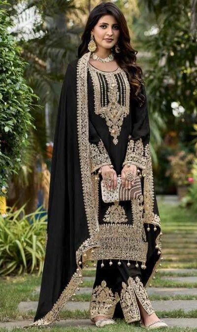 KF 1628 Black Fuax Georgette Salwar Suit Perfect for Wedding, Party, Raksha Bandhan, Baisakhi, Sangeet – . Affordable Price ₹2399. Delivery 4-6 Working | Jump Suits, Tops & Bottoms, Track Suits, Salwar suit, Casual Suits, Creative suits, Designer Suits, Palazzo Suits, Party Wear Suits, Patiala Suits, Straight Suits, Trendy Wear