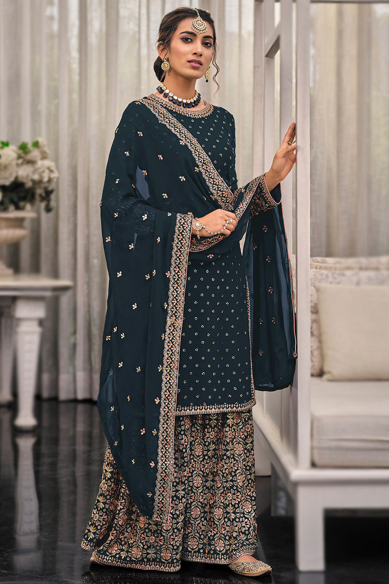 FC 1448 Black Georgette Salwar Suit with Embroidery Work & Lace Work. Exclusive Offer ₹2599. Delivery 4-6 Working Days. Shop now. | Jump Suits, Tops & Bottoms, Track Suits, Salwar suit, Casual Suits, Creative suits, Designer Suits, Palazzo Suits, Party Wear Suits, Patiala Suits, Straight Suits, Trendy Wear