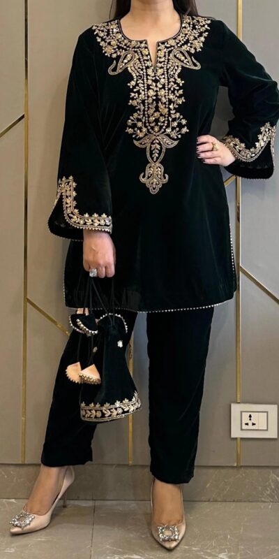 SRK 5104 Black in Color Viscose Velvet Embroidery Work Salwar Suit . Now at just ₹1699. Delivery 4-6 Working Days. Shop now. | Jump Suits, Salwar suit, Casual Suits, Creative suits, Designer Suits, Palazzo Suits, Party Wear Suits, Patiala Suits, Straight Suits
