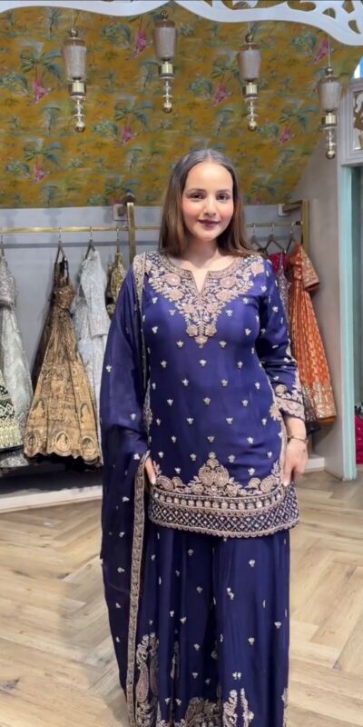 LG 2029 Blue Chinon Salwar Suit with Embroidery Work. Wedding, Party, Festive, Events, Special Price ₹2399. Delivery 4-6 Working Days. Shop now. | Jump Suits, Tops & Bottoms, Track Suits, Salwar suit, Casual Suits, Creative suits, Designer Suits, Palazzo Suits, Party Wear Suits, Patiala Suits, Straight Suits, Trendy Wear