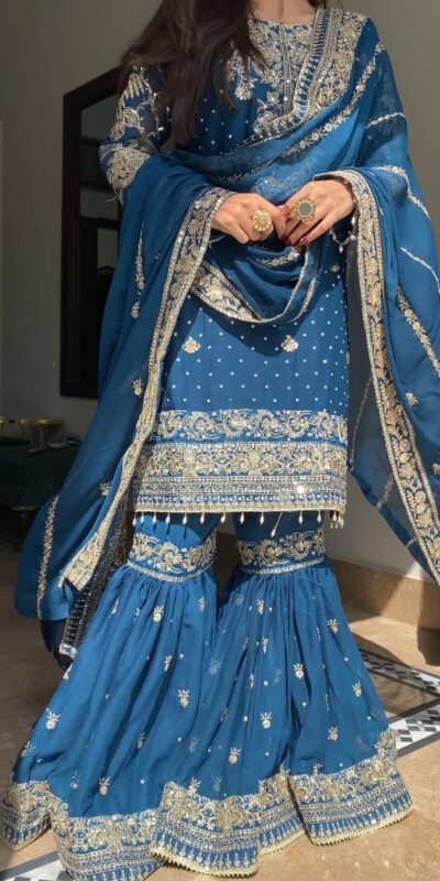 NSR 878 Blue Faux Georgette Salwar Suit Perfect for Wedding, Party, Engagement, Pongal, Makar Sankranti – . Get it for ₹2149. Delivery 4-6 Working Days | Lehenga, Bollywood Lehenga, Creative Lehenga, Designer Lehenga, Embroidered Lehenga, Party Wear Lehenga