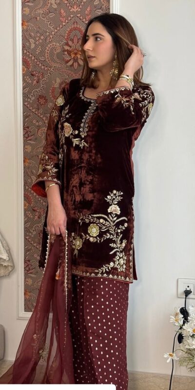 BE 408 Brown Soft Organza Salwar Suit with Lace Work & Embroidery Work. Special Price ₹2049. Delivery 4-6 Working Days. Shop now. | Lehenga, Bollywood Lehenga, Creative Lehenga, Designer Lehenga, Embroidered Lehenga, Party Wear Lehenga