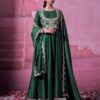 Green Chinon Silk Sequins Embroidery Work Gown