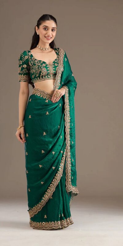 BT 434 Green Fandy Sattin Silk Saree with Zari Work. Wedding, Party, Festive, Events, Best Price ₹2049. Delivery 4-6 Working Days. Shop now. | Sarees, Bollywood Sarees, Creative Sarees, Designer Sarees, Embroidered Sarees, Ethnic Saree, Modern Digital sarees, Party Wear Sarees