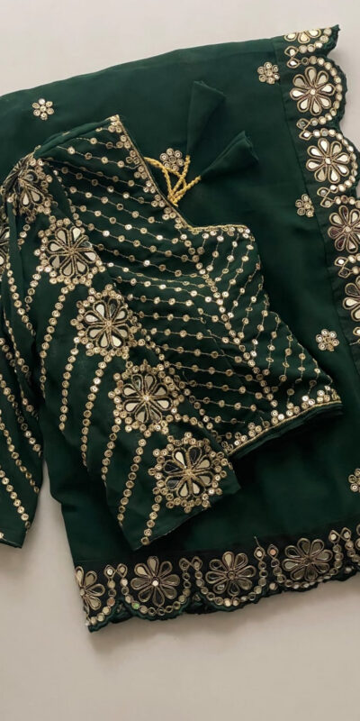 DF 3457 Green Color Georgette Sequence Original Mirror Work Saree Casual, Wedding, Festive, Events . Expected Delivery  4-6 Working Days @2099/- only                                                                                | Sarees, Bollywood Sarees, Creative Sarees, Designer Sarees, Embroidered Sarees, Ethnic Saree, Modern Digital sarees, Party Wear Sarees