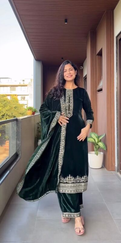 LG 2023 Green Velvet Salwar Suit with Embroidery Work. Wedding, Party, Festive, Events Get it for ₹2029. Delivery 4-6 Working Days. Shop now. | Jump Suits, Tops & Bottoms, Track Suits, Salwar suit, Casual Suits, Creative suits, Designer Suits, Palazzo Suits, Party Wear Suits, Patiala Suits, Straight Suits, Trendy Wear