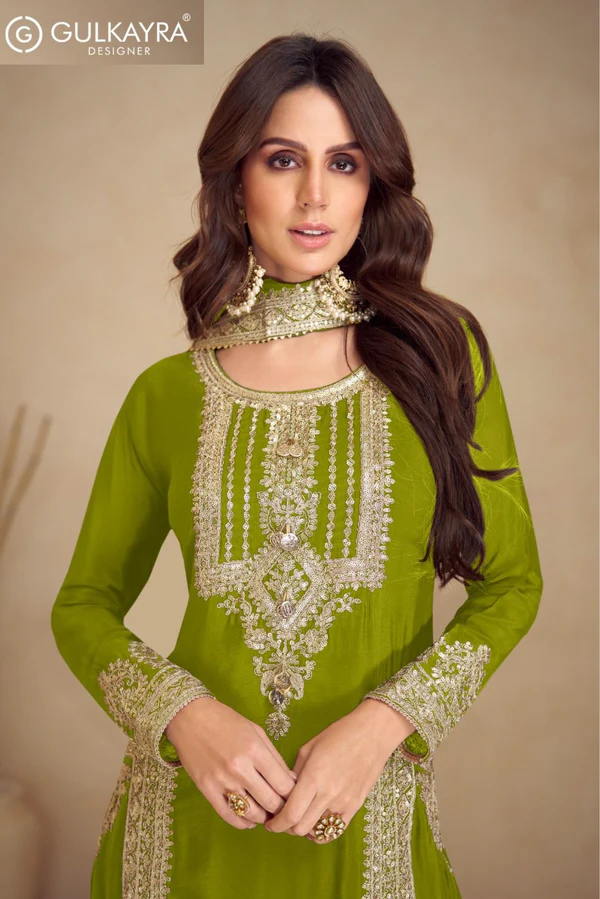 FC GULKAYRA 7473 Mahendi Chinon Salwar Suit Perfect for Wedding, Party, Durga Puja, Eid, Sangeet – . Grab it for ₹3199. Delivery 4-6 Working Days. | Jump Suits, Tops & Bottoms, Track Suits, Salwar suit, Casual Suits, Creative suits, Designer Suits, Palazzo Suits, Party Wear Suits, Patiala Suits, Straight Suits, Trendy Wear