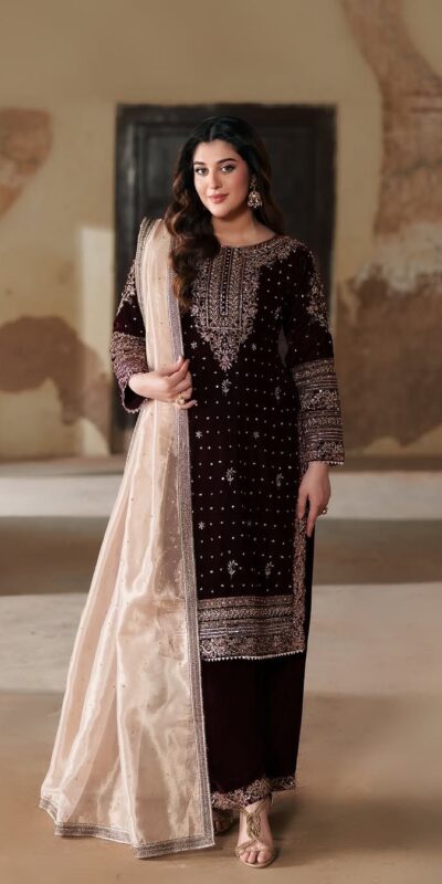 NSR 874 Maroon 9000 Micro Velvet Salwar Suit with Embroidery Work & Lace Work. Festive Deal ₹2499. Delivery 4-6 Working Days. Shop now. | Lehenga, Bollywood Lehenga, Creative Lehenga, Designer Lehenga, Embroidered Lehenga, Party Wear Lehenga