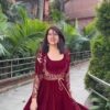 RTC 5640 Maroon 9000 Velvet Gown with thread with Sequence Work. Festive Deal ₹2099. Delivery 4-6 Working Days. Shop now. | Gowns, Bollywood Gowns, Creative Gowns, Designer Gowns, Embroidered Gowns, Party Wear Gowns