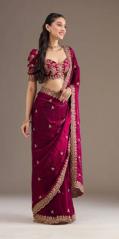 BT 434 Maroon Fandy Sattin Silk Saree with Zari Work. Wedding, Party, Festive, Events, Best Price ₹2049. Delivery 4-6 Working Days. Shop now. | Sarees, Bollywood Sarees, Creative Sarees, Designer Sarees, Embroidered Sarees, Ethnic Saree, Modern Digital sarees, Party Wear Sarees