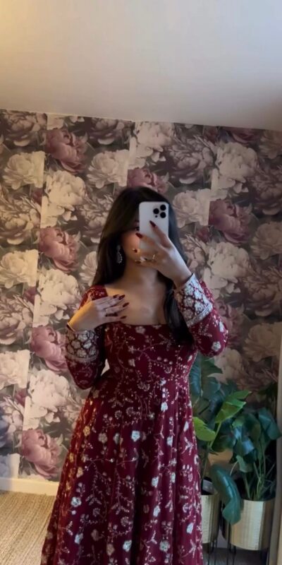 ZF 432 Maroon Color Faux Georgette Gown with Embroidery Work. Available at ₹2149 only. Delivery 4-6 Working Days. Shop now. | Jump Suits, Salwar suit, Casual Suits, Creative suits, Designer Suits, Palazzo Suits, Party Wear Suits, Patiala Suits, Straight Suits