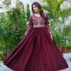 Ram 138 Maroon Fendy silk Embroidery Work Gown in. Wedding, Party, Festive, Events, Best Price ₹2149. Delivery 4-6 Working Days. Shop now. | Gowns, Bollywood Gowns, Creative Gowns, Designer Gowns, Embroidered Gowns, Party Wear Gowns