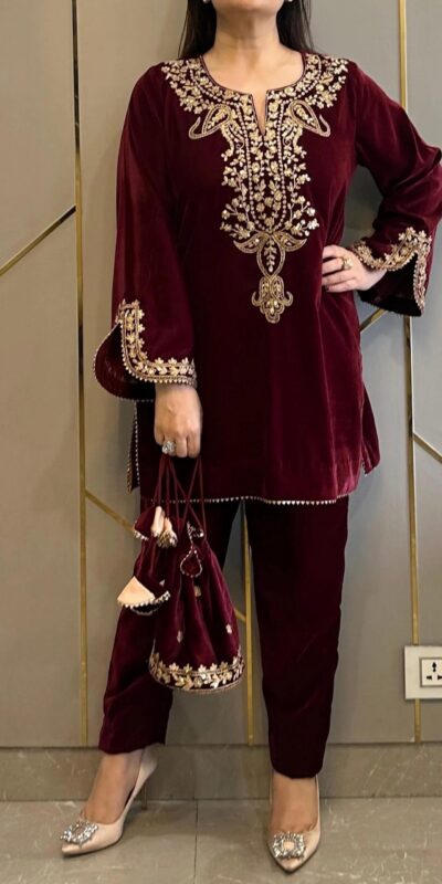 SRK 5104 Maroon in Color Viscose Velvet Embroidery Work Salwar Suit . Now at just ₹1699. Delivery 4-6 Working Days. Shop now. | Jump Suits, Salwar suit, Casual Suits, Creative suits, Designer Suits, Palazzo Suits, Party Wear Suits, Patiala Suits, Straight Suits