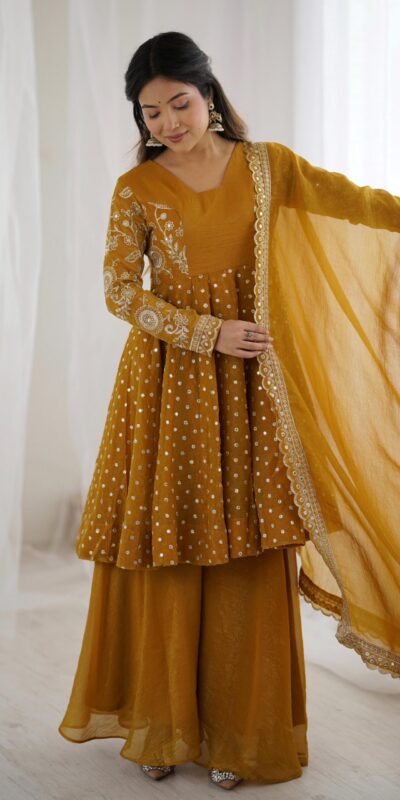 ZSR 3134 Mustard Crunchy Silk Salwar Suit Perfect for Wedding, Party, Sangeet, Anniversary, Housewarming Introductory Price ₹2399. Delivery 4-6 | Jump Suits, Salwar suit, Casual Suits, Creative suits, Designer Suits, Palazzo Suits, Party Wear Suits, Patiala Suits, Straight Suits
