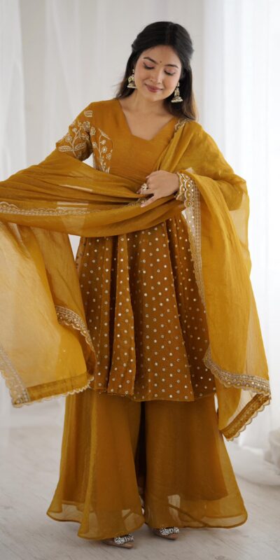 ZSR 3134 Mustard Crunchy Silk Salwar Suit Perfect for Wedding, Party, Sangeet, Anniversary, Housewarming Introductory Price ₹2399. Delivery 4-6 | Jump Suits, Salwar suit, Casual Suits, Creative suits, Designer Suits, Palazzo Suits, Party Wear Suits, Patiala Suits, Straight Suits