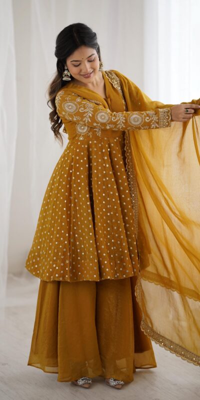 ZSR 3134 Mustard Crunchy Silk Salwar Suit Perfect for Wedding, Party, Sangeet, Anniversary, Housewarming Introductory Price ₹2399. Delivery 4-6 | Jump Suits, Salwar suit, Casual Suits, Creative suits, Designer Suits, Palazzo Suits, Party Wear Suits, Patiala Suits, Straight Suits