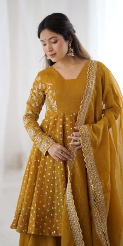 ZSR 3134 Mustard Crunchy Silk Salwar Suit Perfect for Wedding, Party, Sangeet, Anniversary, Housewarming Introductory Price ₹2399. Delivery 4-6 | Jump Suits, Salwar suit, Casual Suits, Creative suits, Designer Suits, Palazzo Suits, Party Wear Suits, Patiala Suits, Straight Suits