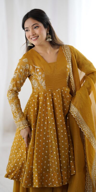 ZSR 3134 Mustard Crunchy Silk Salwar Suit Perfect for Wedding, Party, Sangeet, Anniversary, Housewarming Introductory Price ₹2399. Delivery 4-6 | Jump Suits, Salwar suit, Casual Suits, Creative suits, Designer Suits, Palazzo Suits, Party Wear Suits, Patiala Suits, Straight Suits