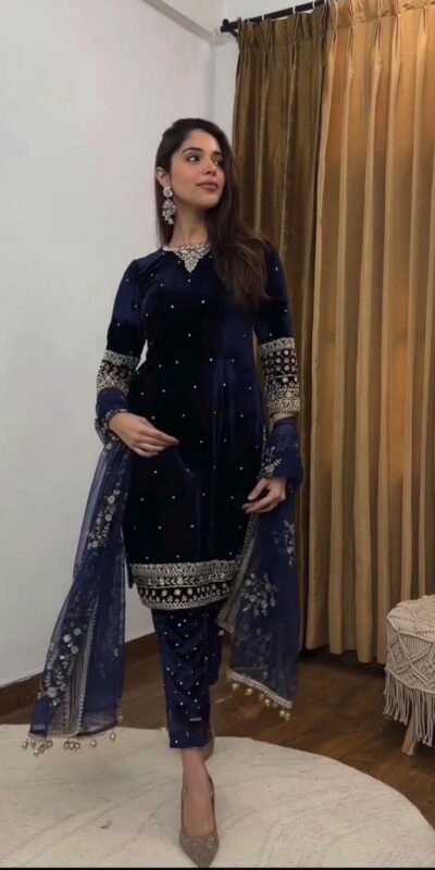 BE 410 Navy Blue Butterfly Net Salwar Suit with Lace Work & Embroidery Work. Grab it for ₹2099. Delivery 4-6 Working Days. Shop now. | Lehenga, Bollywood Lehenga, Creative Lehenga, Designer Lehenga, Embroidered Lehenga, Party Wear Lehenga